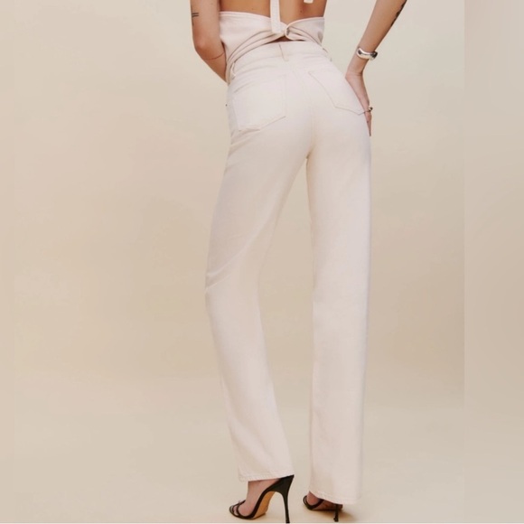 Reformation Wilder High Rise Wide Leg Jeans White/Cream 23 - Picture 2 of 8